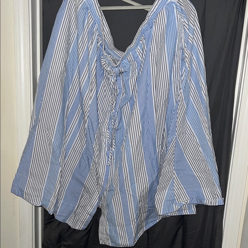Tie Front Cotton Maxi Striped A-Line Skirt - Picture 5 of 8